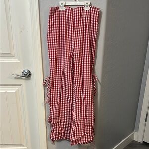 Red Gingham Checkered Pants